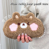 Adorable Cartoon Bear Plush Pencil Case – Large Capacity Stationery & Makeup Organizer