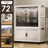 Multi-Layer Folding Storage Cabinet with Wheels – Large Capacity Rolling Organizer Wardrobe