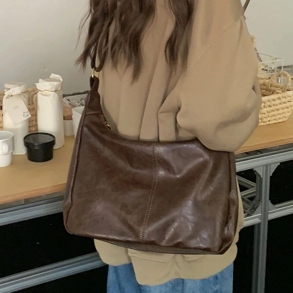 Women’s PU Leather Tote Shoulder Bag – Internal Pocket Messenger & Hobo Hybrid for Work & Travel