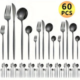 Luxe Golden 60-Piece Stainless Steel Cutlery Set – Mirror Polished Flatware in Gift Box