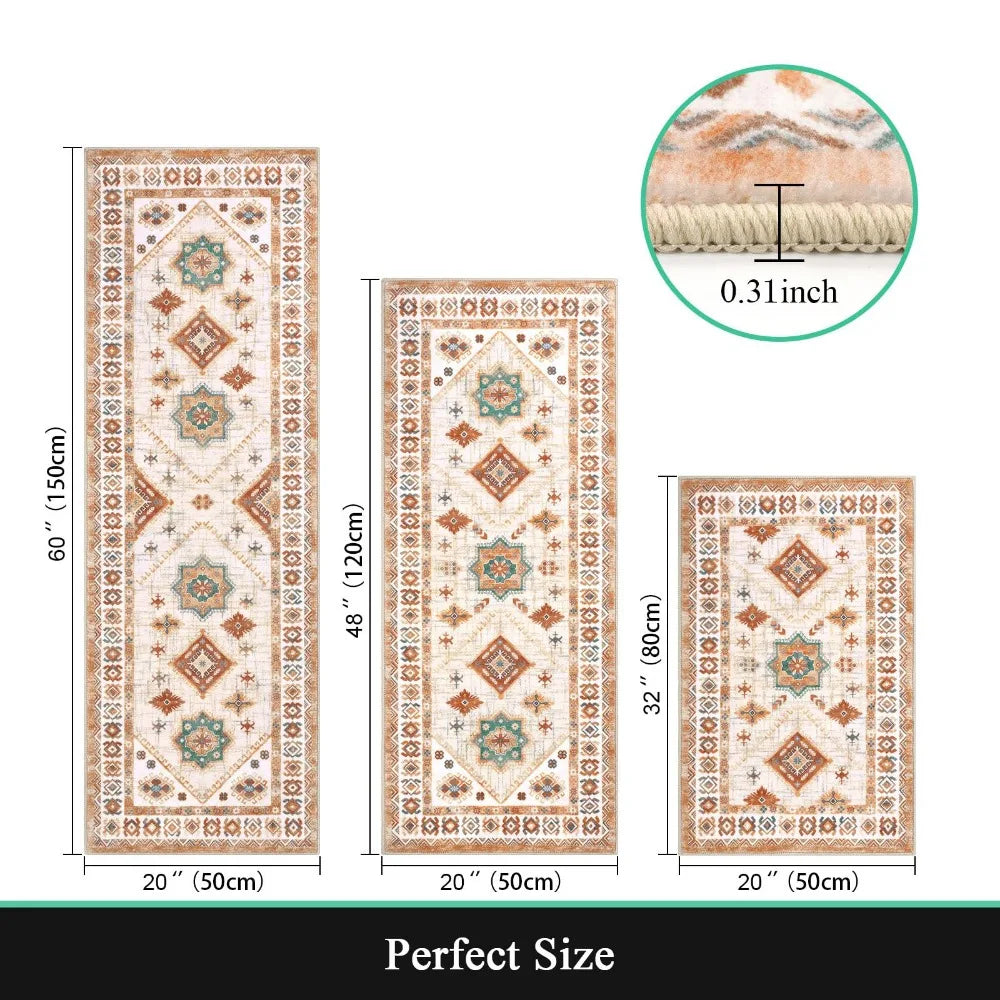 3PCS Kitchen Rug Set – Washable Non-Slip Mats for Kitchen, Hallway & Laundry Room, Holiday Décor