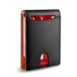 Slim Leather Wallet for Men – RFID Blocking Bifold Front Pocket Wallet with Money Clip & Minimalist Card Holder Design