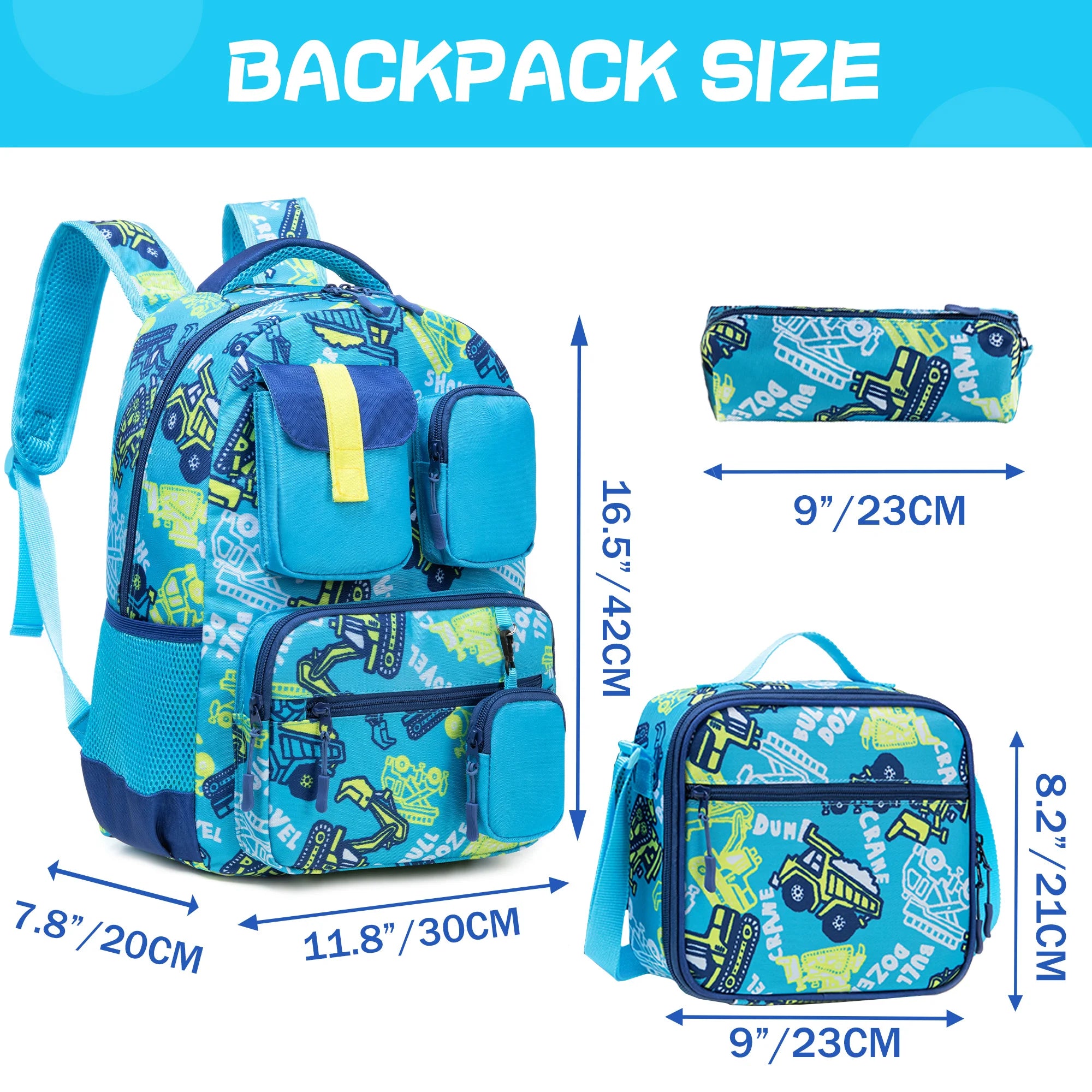 3-Piece School Backpack Set for Boys – Aesthetic Kids Backpack Set for Elementary Students Ages 8–10