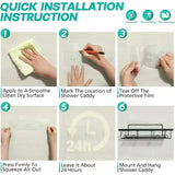 5-Pack No-Drill Adhesive Shower Shelves – Black Wall-Mounted Storage Set