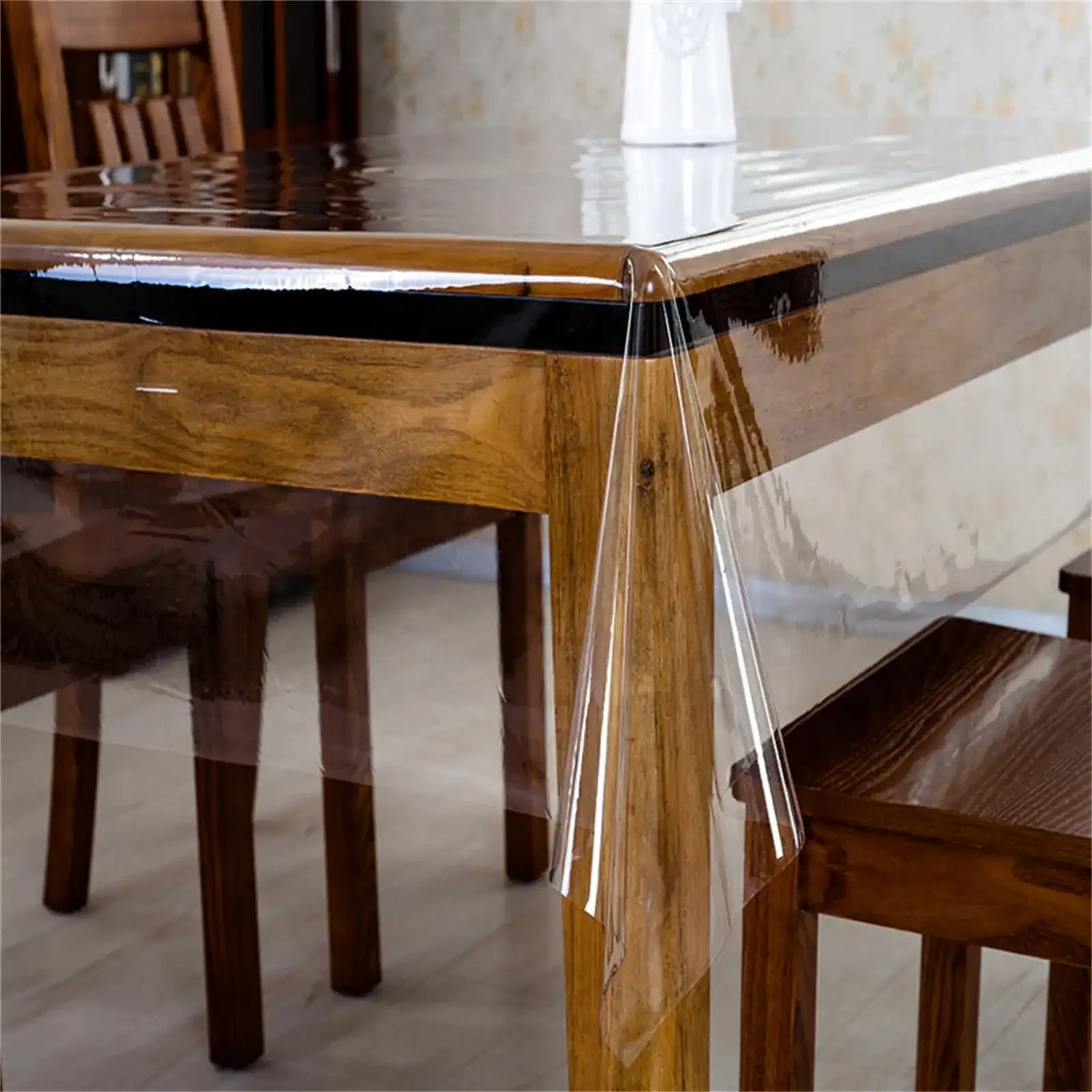 Clear Vinyl Tablecloth Protector – Waterproof Oil-Proof Transparent Plastic Sheet Table Cover (150 × 228 cm)