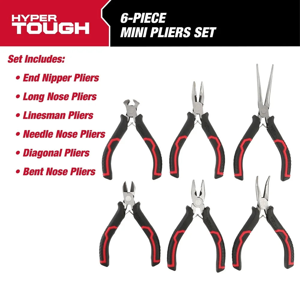 6-Piece Mini Pliers Set – Precision Jewelry & Craft Tools | Durable Soft-Grip Handles for DIY, Beading & Wire Work