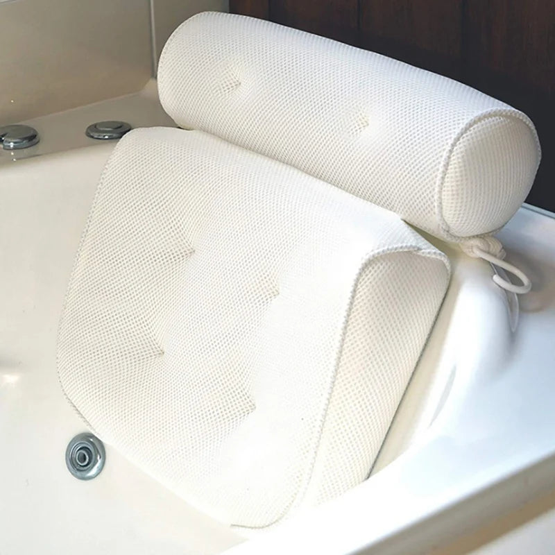 3D Mesh Spa Bath Pillow – Breathable Neck & Back Support for Home & Hot Tub