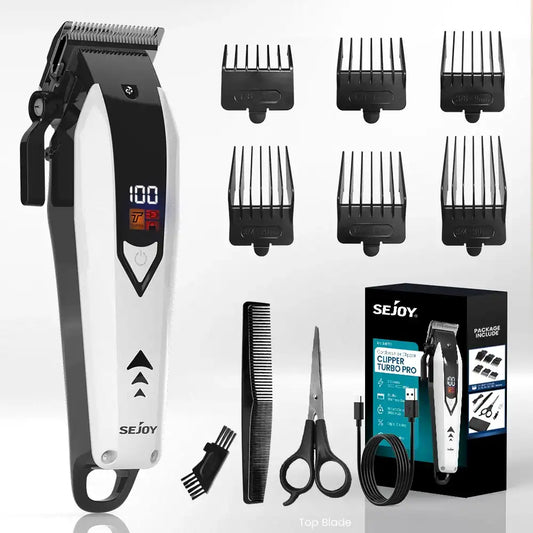 Sejoy Cordless Electric Hair Clippers Set for Men – Professional USB-Rechargeable Trimmer with LED Display & Self-Sharpening Blades