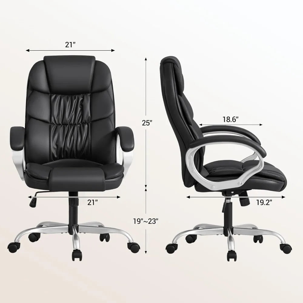 💺 High-Back Office Chair – PU Leather Executive Computer Desk Chair with Adjustable Height & Padded Swivel Seat