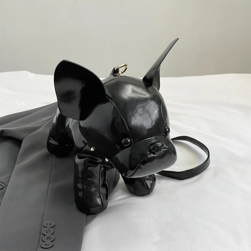 Bulldog Shaped PU Leather Crossbody Bag 🐾 – Adjustable Strap Messenger Satchel for Men & Women