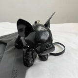 Bulldog Shaped PU Leather Crossbody Bag 🐾 – Adjustable Strap Messenger Satchel for Men & Women