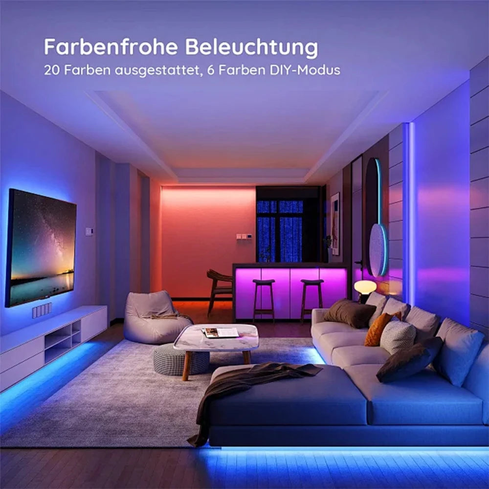 5M/7M TV Backlight LED Strip – Bluetooth App Control & Music Sync RGB Atmosphere Lights for Home Decoration