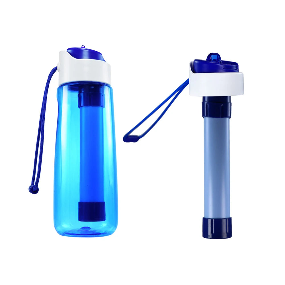 750ml Water Filter Bottle with Zero-Pressure Filtration – Outdoor & Emergency Purifier Cup