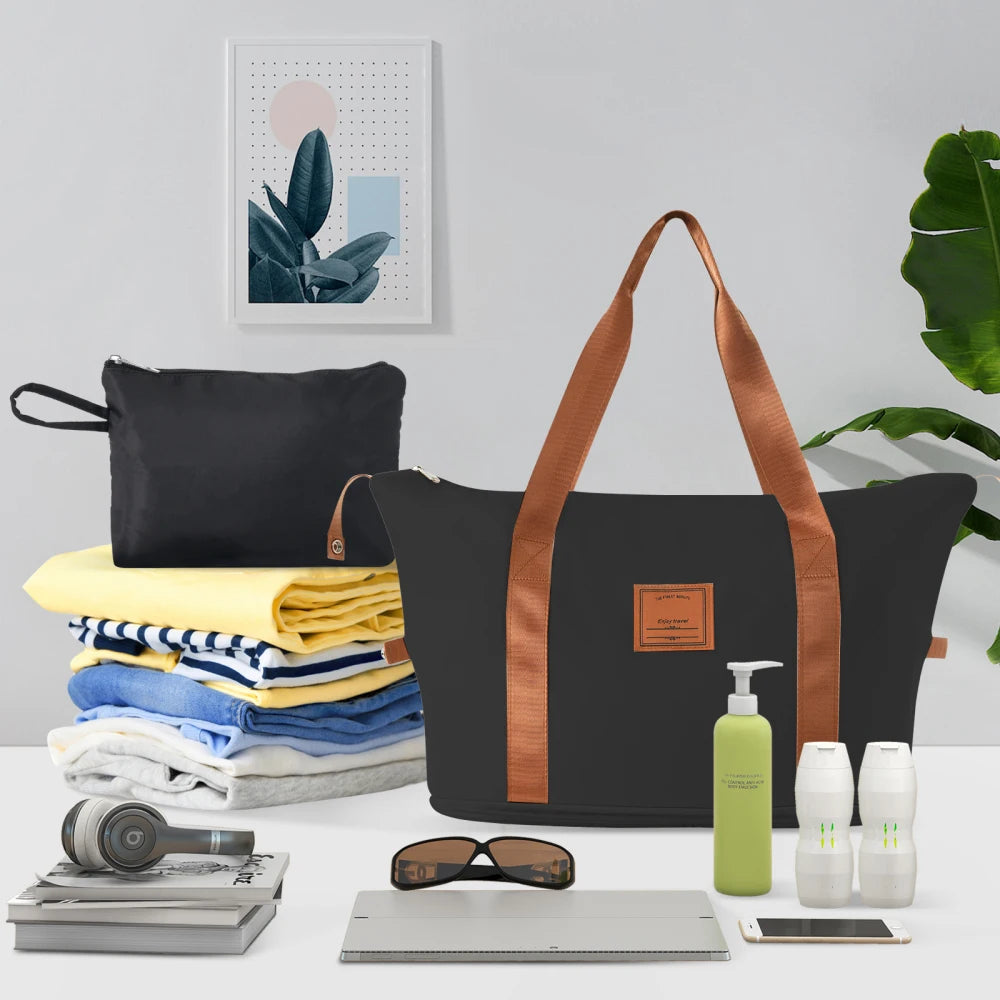 6-Piece Expandable Hardshell Luggage Set – Lightweight Spinner Suitcases with TSA Lock & Smooth Wheels for Men and Women (Black & Brown)