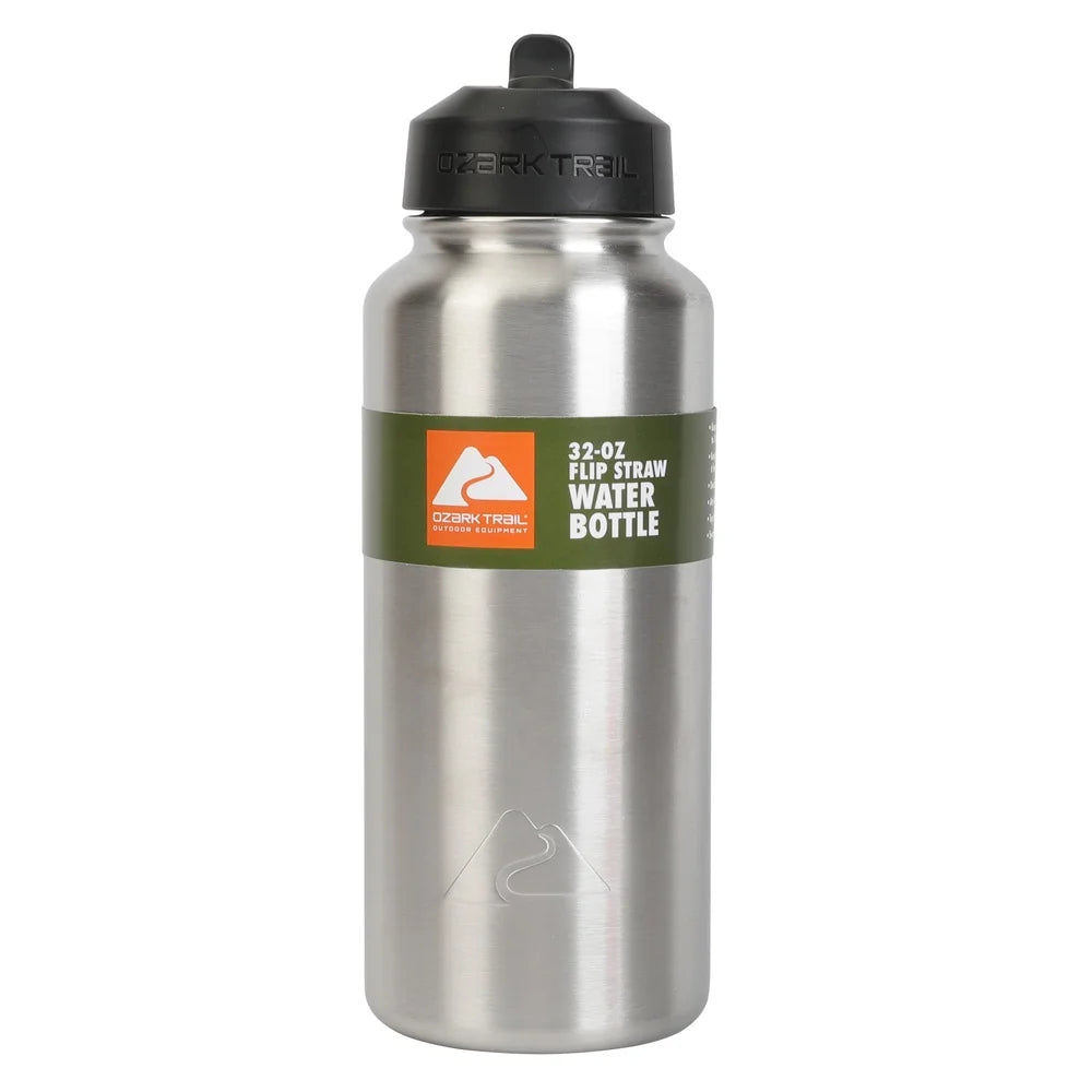 Double-Wall Vacuum Insulated Stainless Steel Bottle – 32 oz Flip-Top Lid, Leak-Proof & Adventure-Ready