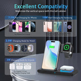 Magnetic 3-in-1 Wireless Charging Station – Foldable 18W Fast Charging Pad for iPhone 12–16, Apple Watch & AirPods