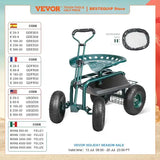 VEVOR Garden Cart Rolling Work-Seat with Wheels – 360° Swivel Gardening Scooter & Tool Wagon
