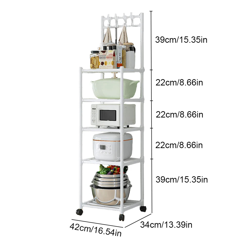 5-Tier Heavy-Duty Storage Shelves Unit – Rolling Rack with Wheels for Laundry, Kitchen & Garage
