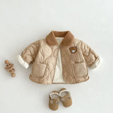 Children’s Teddy Bear Warm Cotton Jacket & Snow Pants Set – Korean Style Winter Coat for Boys & Girls