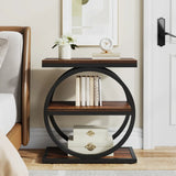 Tribesigns Narrow End Table with 3 Storage Shelves – Wooden Industrial Side Table for Sofa & Living Room
