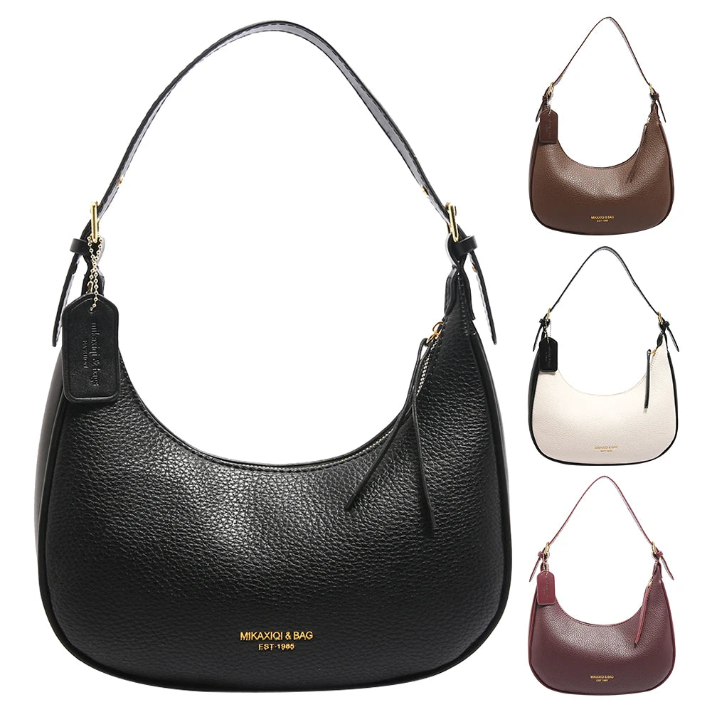 Women’s PU Leather Crescent Hobo Bag – Zipper Closure Shoulder Handbag with Inner Pocket for Work, Travel & Daily Style