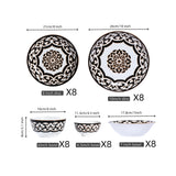 QOMO Collection Multi-Piece Porcelain Dinnerware Set – Floral Design, Service for 4/6/8 (12-/20-/30-/40-Pieces)