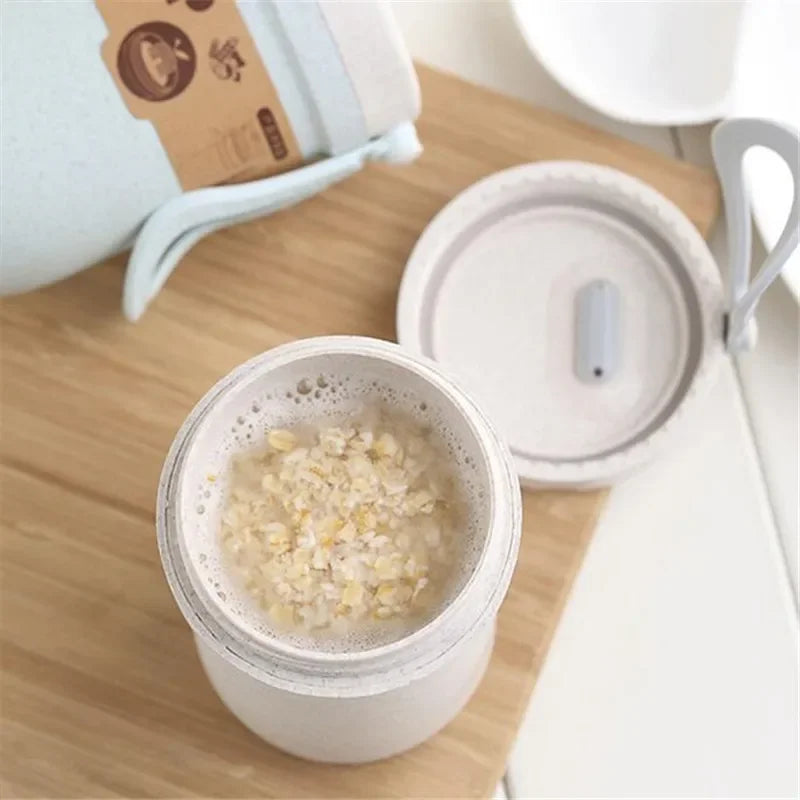 300 ml Wheat-Straw Sealed Soup Cup with Lid – Healthy Material Lunch Box & Portable Food Container