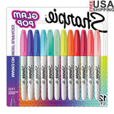 Glam Pop Permanent Markers Fine Point Set – 12 Assorted Colors, Quick-Dry & Waterproof
