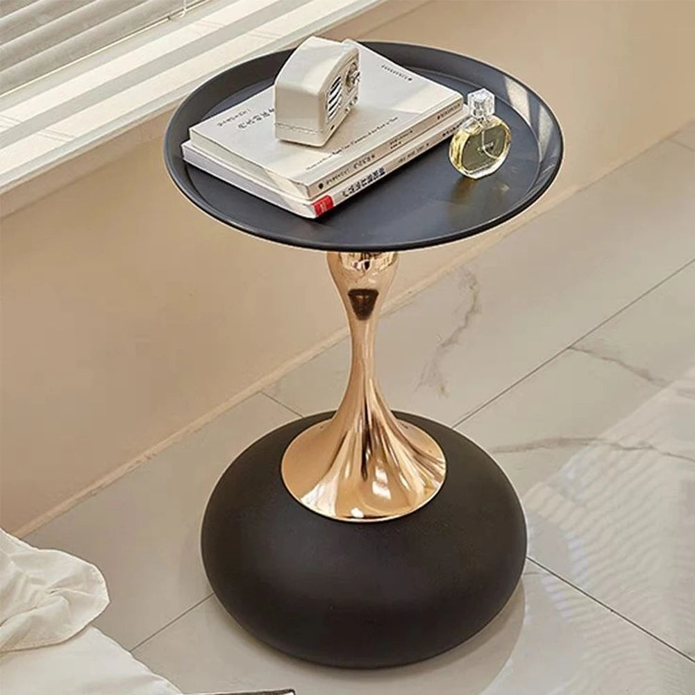 Round Black Coffee Table – Large Capacity Movable Tea Table for Living Room Decoration & Modern Furniture ☕🖤