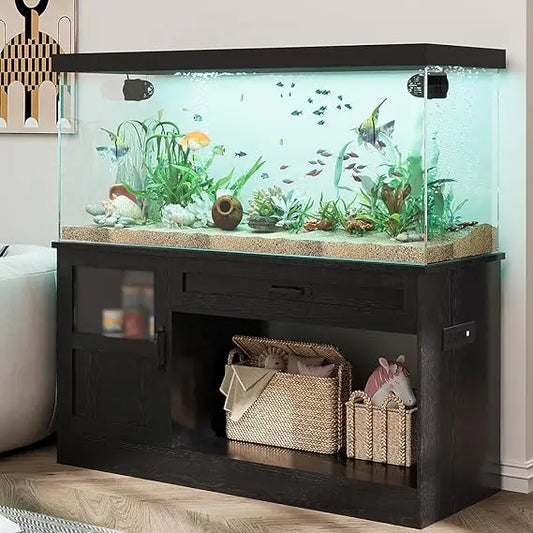 55 Gallon Fish Tank Stand – Durable Aquarium Stand with Drawer & Power Outlet, Fits 55–75 Gallon Fish or Reptile Tanks