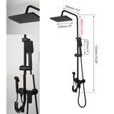 Zappo Matte Black 3-Way Wall-Mounted Rainfall Shower System – Shelf & Bathtub Mixer Included