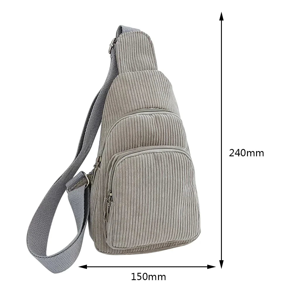Women’s Corduroy Sling Waist Pack – Casual Solid Color Commute Bag with Adjustable Strap for Weekend & Vacation