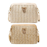 Summer Beach Straw Shell Shoulder Bag – Women’s Woven Messenger Purse for Travel, Vacation & Casual Outings
