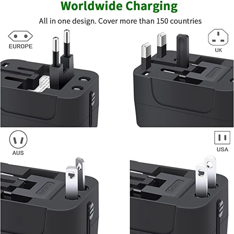 All-in-One Worldwide Travel Adapter – Universal Wall Charger with AC Power Plug for Global Use