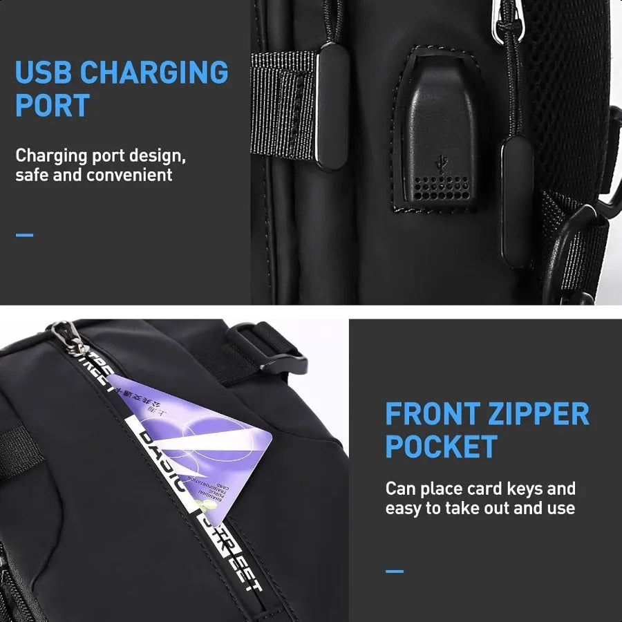 Anti-Theft Sling Crossbody Backpack for Men — Lightweight One-Strap Travel & Motorcycle Daypack