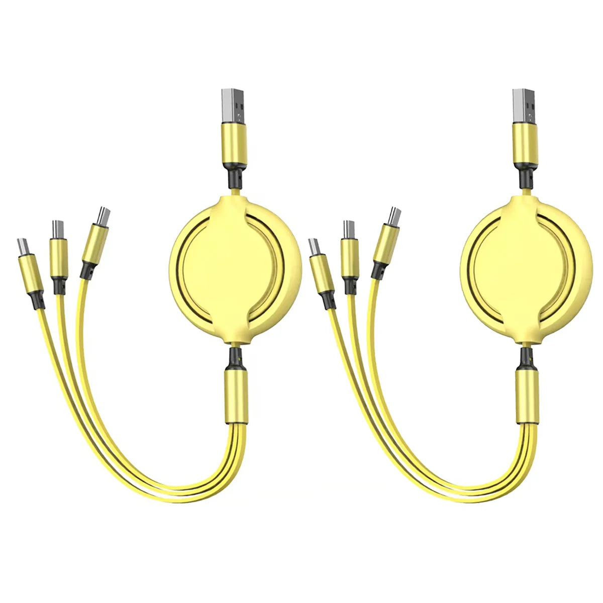 2-Pack 3-in-1 USB Charging Cable – Retractable Multi-Port Fast Charging & Data Cord for iPhone, Samsung, Huawei & Xiaomi