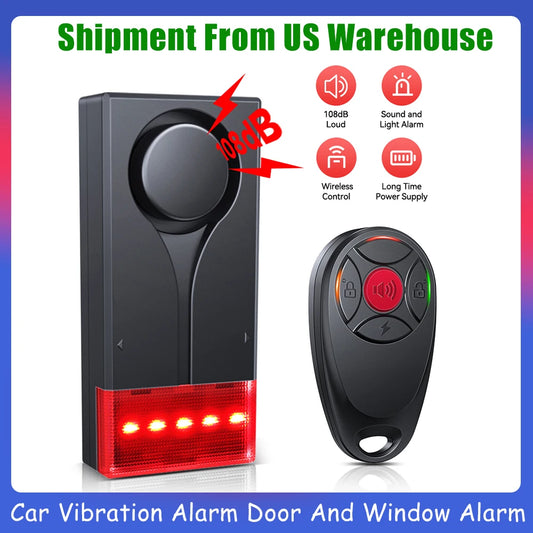 🚗 ELECPOW Wireless Car Vibration Alarm – 108dB Anti-Theft Alarm with Light for Car, Bike & Motorcycle Security