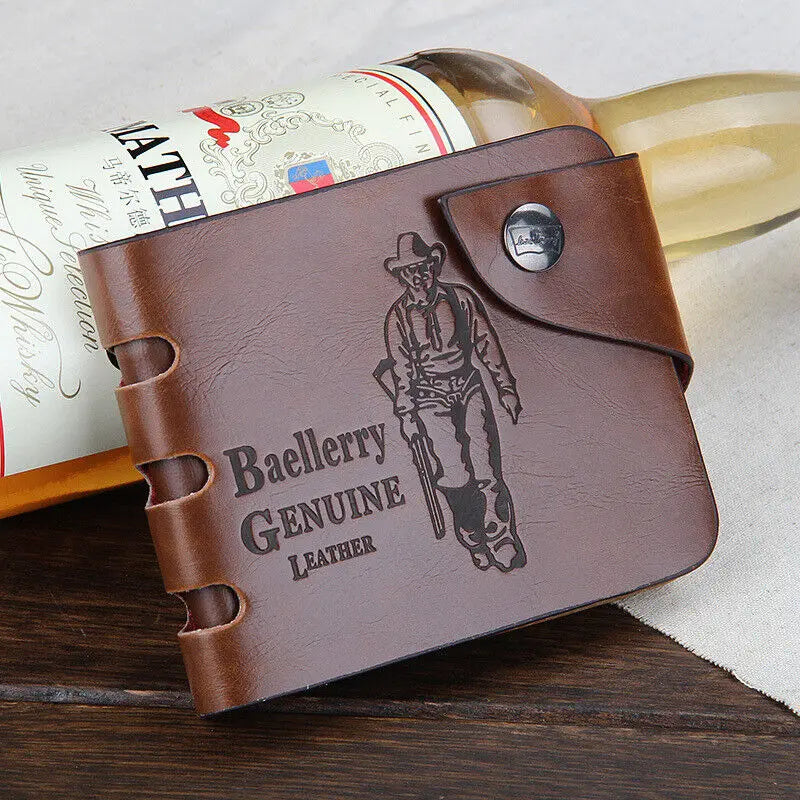 Hunting PU Leather Men’s Wallet – Vintage Bifold Clutch with Multi-Card Holder & Coin Pocket