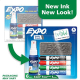 Dry Erase Markers Kit – Chisel Tip Whiteboard Markers with Eraser & Cleaner Spray (6 Colors)