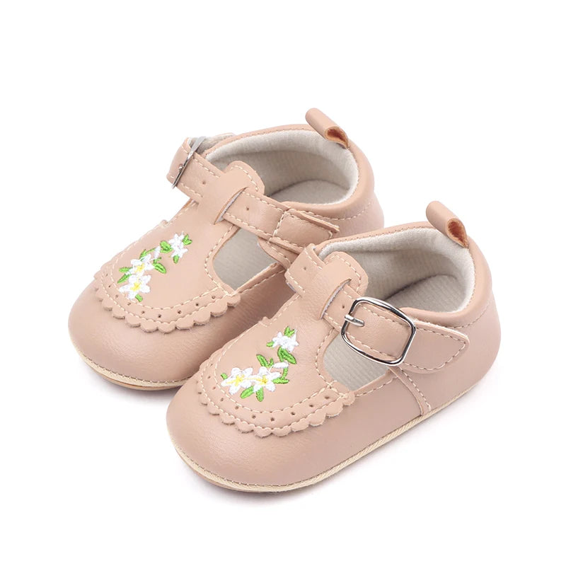 Cute Baby Girls’ Bowknot Mary Jane Shoes – PU Leather First Walker Flats with Non-Slip Sole for Toddler Princesses