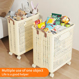 Large Foldable Plastic Laundry Basket with Wheels – Portable Clothes Hamper for Home, Balcony & Bathroom