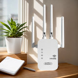 1200Mbps Dual Band WiFi Repeater – 4-Antenna Network Extender with LAN & WAN Ports for Home and Office Coverage