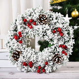 Christmas Hanging Wreath Decoration – Festive PVC Door Décor with Bow, Berries, Santa & Reindeer Design