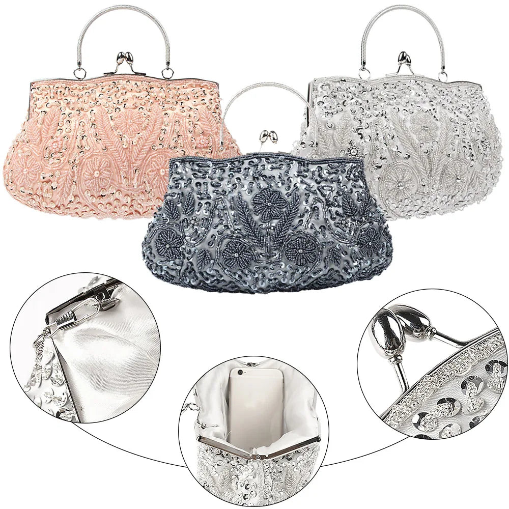 Retro Beaded Embroidered Clutch Bag – Elegant Handmade Mini Handbag for Women, Weddings, Parties & Special Gifts
