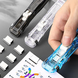 Traceless Reusable Hand Clamp Push Stapler – Paper & File Binding Tool for Office & School