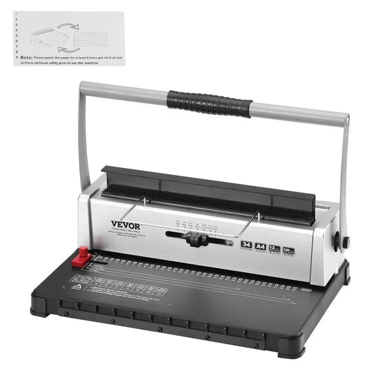 34-Hole Coil Spiral Binding Machine – Adjustable Letter/A4/A5 Punch & Bind System with 120-Sheet Capacity