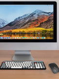 Dual-Mode Wireless Keyboard and Mouse Combo – 2.4GHz + Bluetooth Multi-Device Set with Phone Holder for iOS, Android & Windows