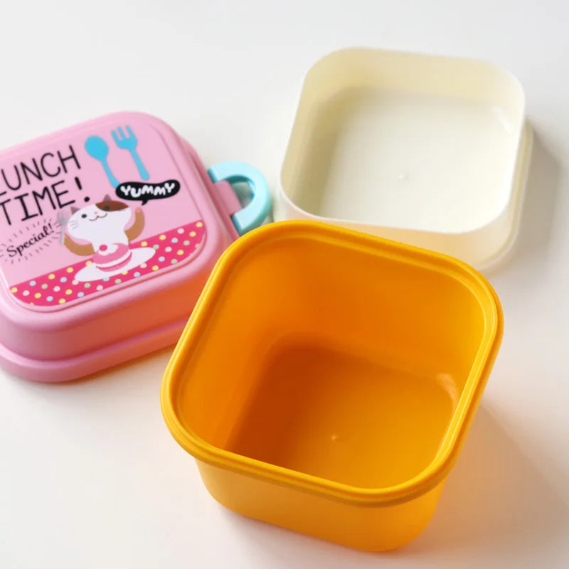 Cartoon Healthy Plastic Lunch Box – Microwave & Oven Safe Bento Box for Kids, Food Container Dinnerware