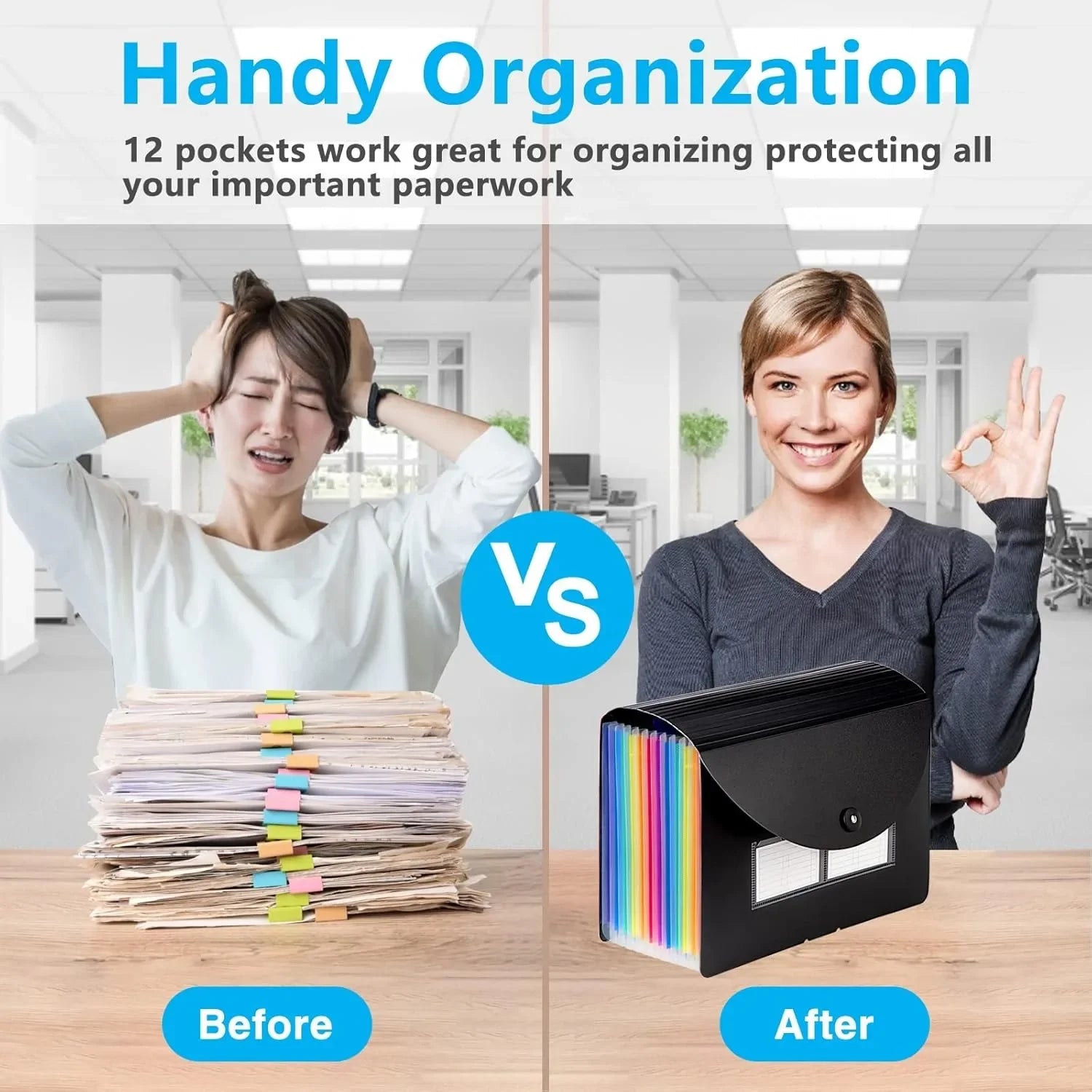 12-Pocket Expandable File Organizer – Portable Monthly Bill, Tax & Receipt Folder 📂