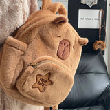 Cute Capybara Plush Backpack — Large-Capacity Cartoon Travel & Casual Backpack for Women & Girls